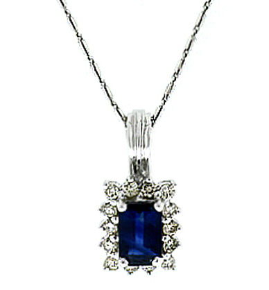 1.06 Carat 14k White Gold Sapphire And Diamond Pendant - PEN1401