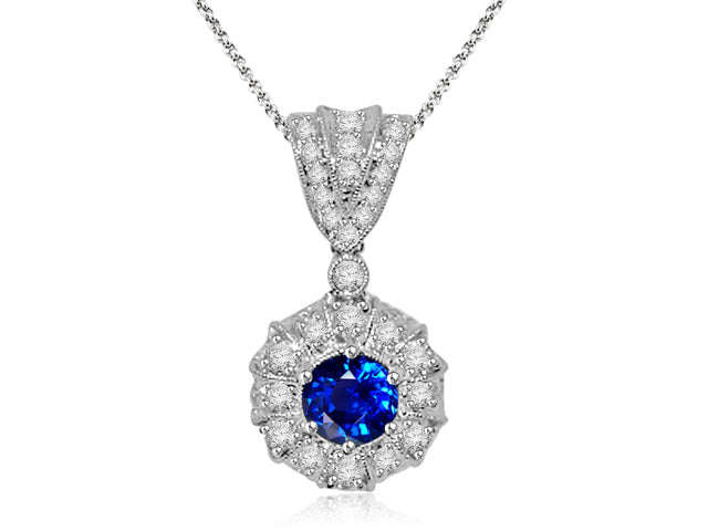 2.41 Carat 18k White Gold Sapphire And Diamond Pendant - PEN189