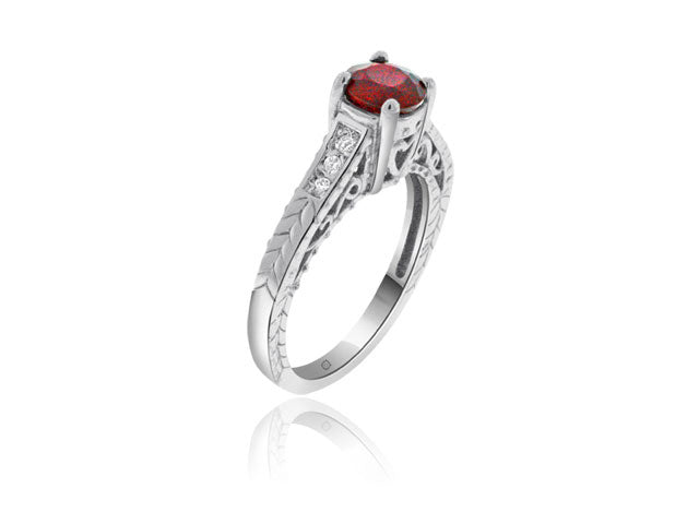 1.39 Carat 14k White Gold Ruby And Diamond Ring - R01090