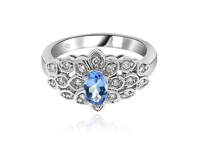 1.05 Carat 14k White Gold Tanzanite And Diamond Ring - R01331
