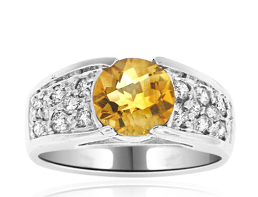 2.52 Carat 14k White Gold Yellow Sapphire And Diamond Ring - R01346
