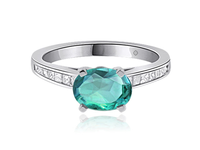 3.06 Carat 14k White Gold Zircon And Diamond Ring - R07595