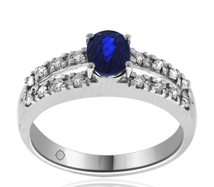 1.25 Carat 14k White Gold Sapphire And Diamond Ring - R10059