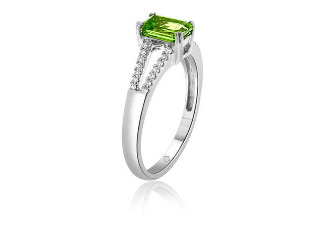 2.0 Carat 14k White Gold Peridot And Diamond Ring - R10136