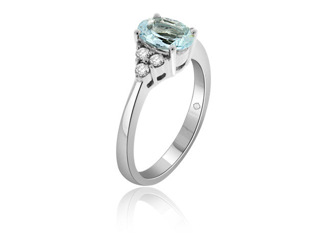 1.70 Carat 14k White Gold Aquamarine And Diamond Ring - R10140
