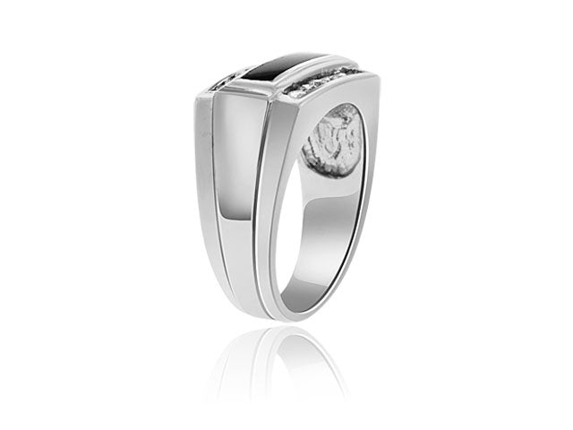 .65 Carat 14k White Gold Diamond And Onyx Wedding Band - R10263