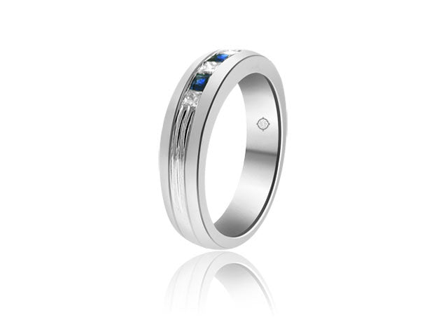 .55 Carat 14k White Gold Diamond And Sapphire Wedding Band - R10264