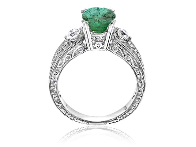 2.50 Carat 14k White Gold Emerald And Diamond Ring - R10327
