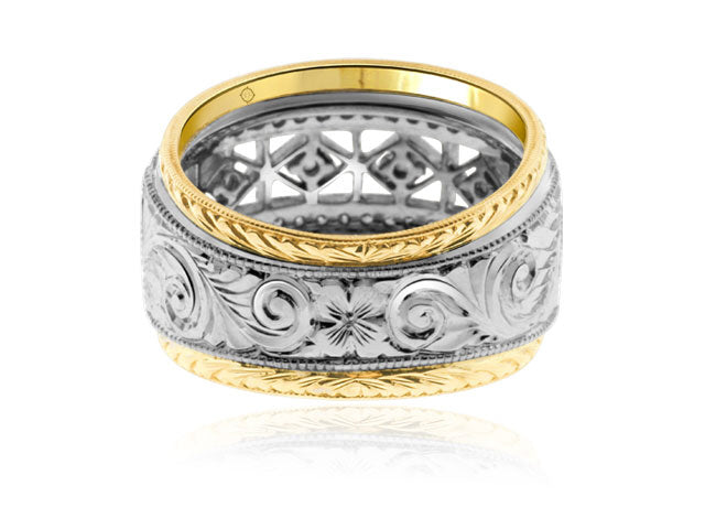 1.80 Carat 2Tone 14k Gold Diamond And Sapphire Cocktail Ring - R10474