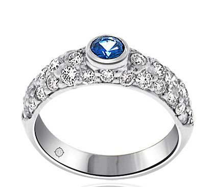 2.40 Carat 14k White Gold Sapphire And Diamond Ring - R10609