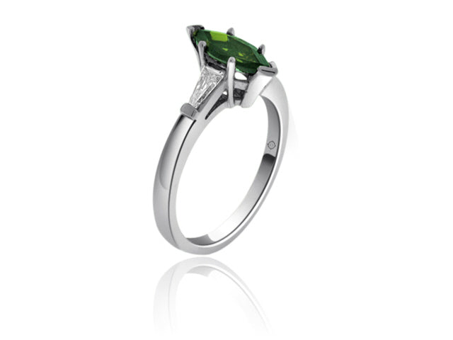 1.06 Carat 14k White Gold Tourmaline And Diamond Ring - R10629