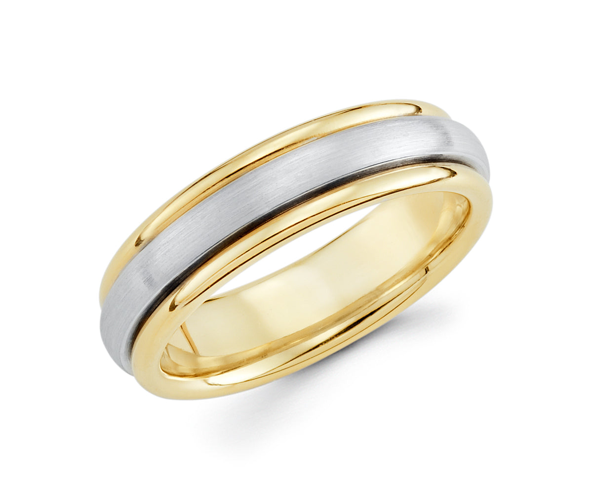 14K 2 Tone Gold Men's Wedding Band Comfort Fit 6MM