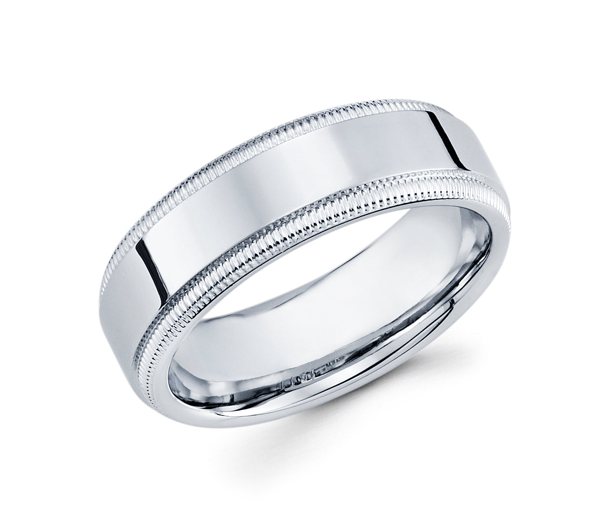 14K Whit Gold Men's Classic Wedding Band Comfort Fit 6MM