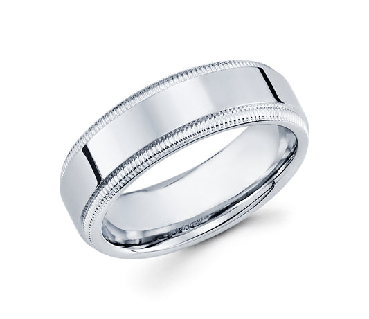 14K Whit Gold Men's Classic Wedding Band Comfort Fit 6MM