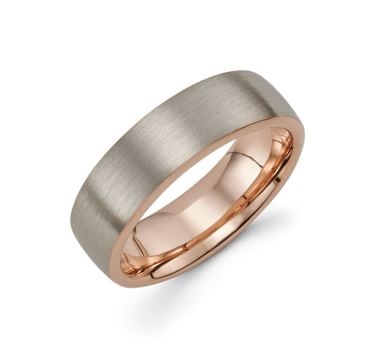 14K 2 Tone Gold Men's Wedding Band Comfort Fit, 6MM