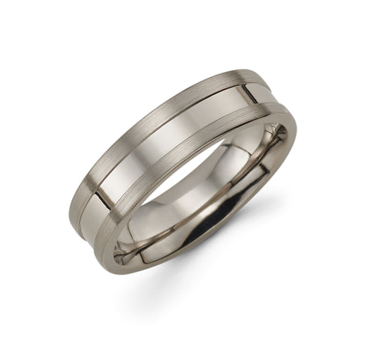 14K Gray Gold Men's Wedding Band Comfort Fit, 6MM