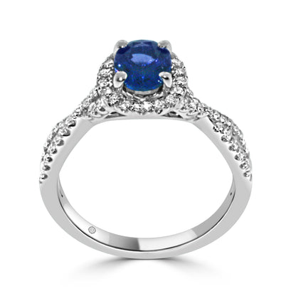 1.93 Carat 14k White Gold BETHANY DIAMOND AND BLUE SAPPHIRE ENGAGEMENT RING - R130
