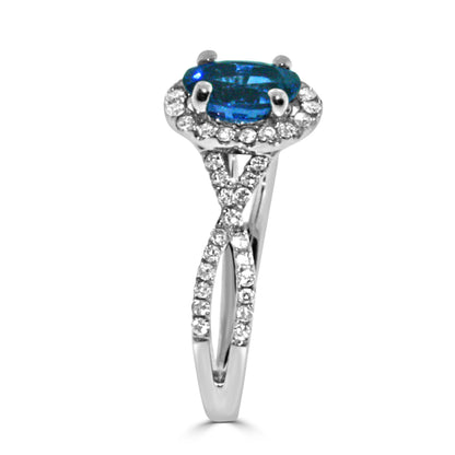 1.93 Carat 14k White Gold BETHANY DIAMOND AND BLUE SAPPHIRE ENGAGEMENT RING - R130
