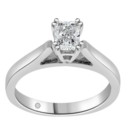 Solitaire Diamond Ring In Emerald Double Prong Setting - R158
