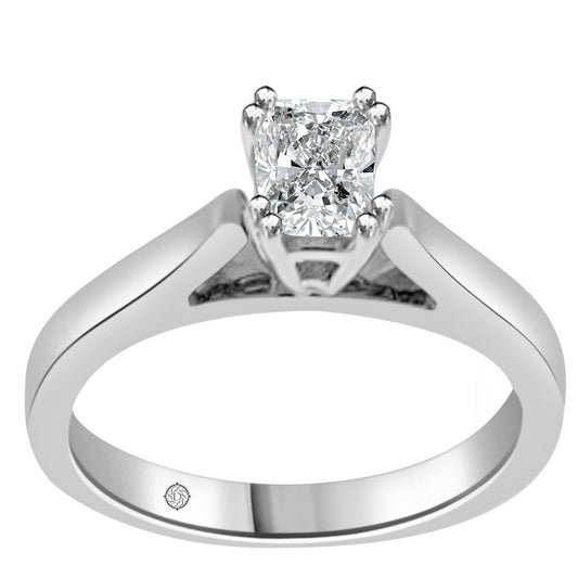 Solitaire Diamond Ring In Emerald Double Prong Setting - R158