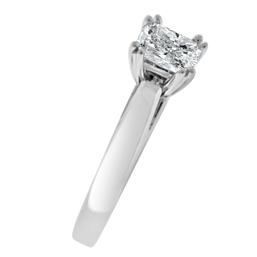 Solitaire Diamond Ring In Emerald Double Prong Setting - R158