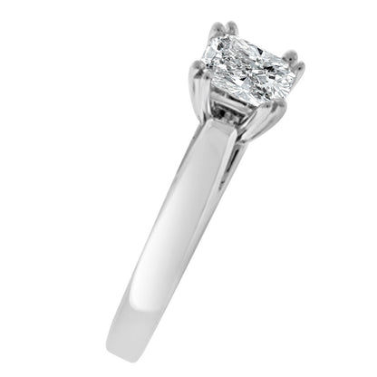 Solitaire Diamond Ring In Emerald Double Prong Setting - R158