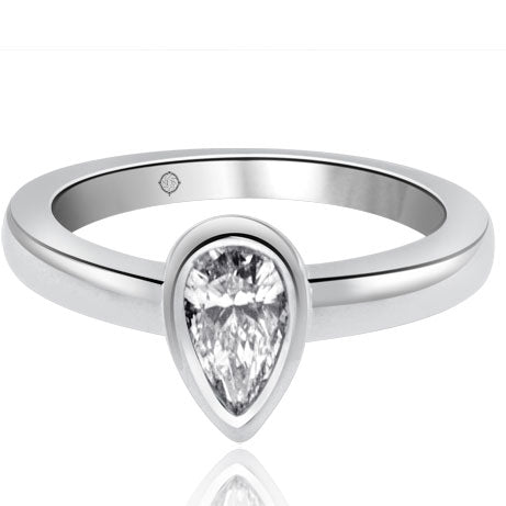 PAULINE II BEZEL SET PEAR SHAPE DIAMOND SOLITAIRE ENGAGEMENT RING - R10508