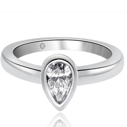 PAULINE II BEZEL SET PEAR SHAPE DIAMOND SOLITAIRE ENGAGEMENT RING - R10508