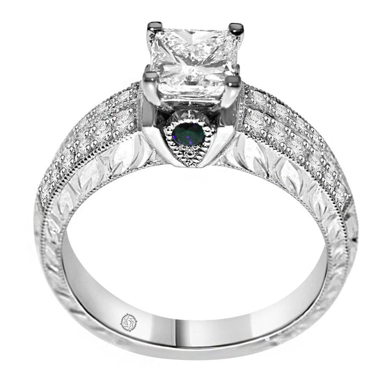 LYNZIE ANTIQUE STYLE ENGRAVED DIAMOND ENGAGEMENT RING - ER1080