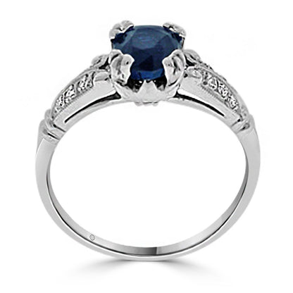 1.25 Carat 14k White Gold TARITA DIAMOND AND SAPPHIRE ENGAGEMENT RING - R172