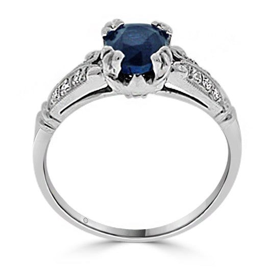 1.25 Carat 14k White Gold TARITA DIAMOND AND SAPPHIRE ENGAGEMENT RING - R172
