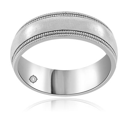 14k White Gold Wedding Band - BAND69