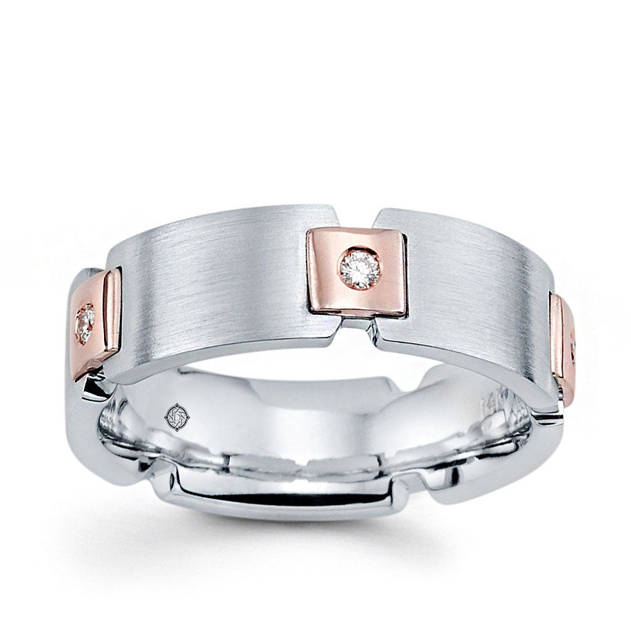 .25 Carat 14k White And Rose Gold Diamond Wedding Band - BAND2347