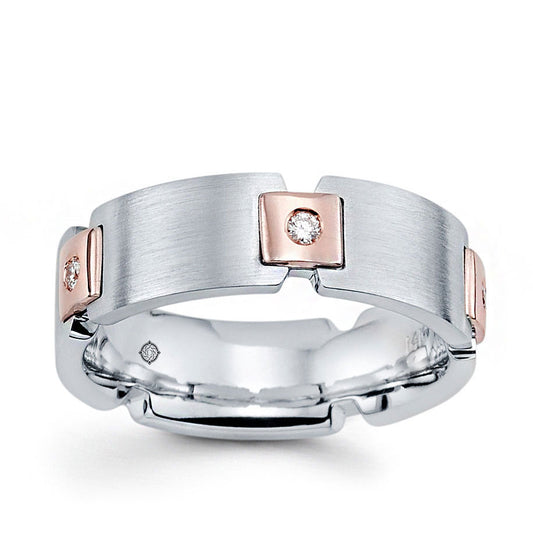 .25 Carat 14k White And Rose Gold Diamond Wedding Band - BAND2347