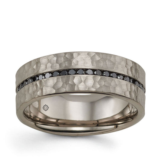 .60 Carat 14k Grey Gold Hammer Finish Diamond Wedding Band - BAND2340