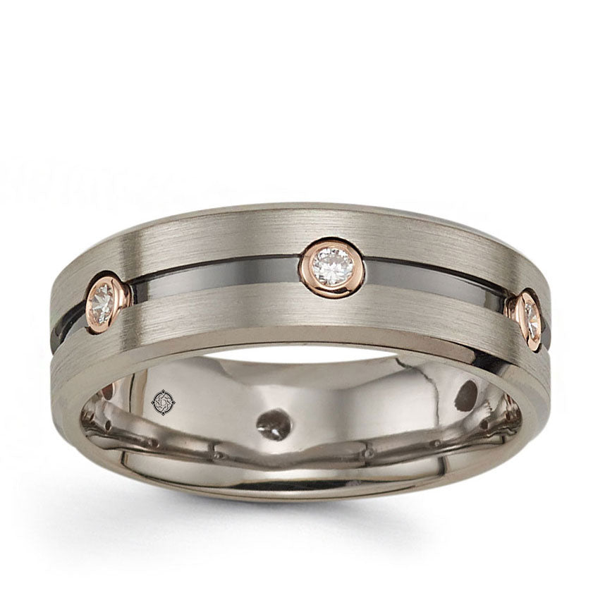 .24 Carat 14k Grey And Rose Gold Diamond Wedding Band - BAND2339