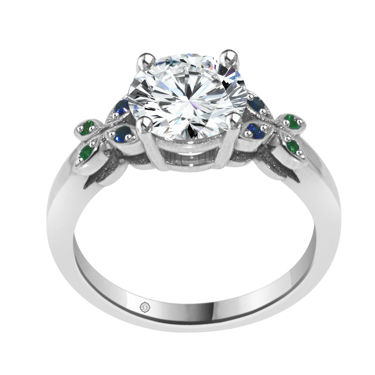 .25 Carat 14k White CAITLIN DIAMOND AND SAPPHIRE ENGAGEMENT RING - R371