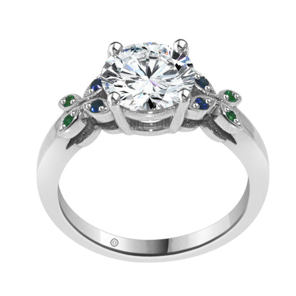 .25 Carat 14k White CAITLIN DIAMOND AND SAPPHIRE ENGAGEMENT RING - R371