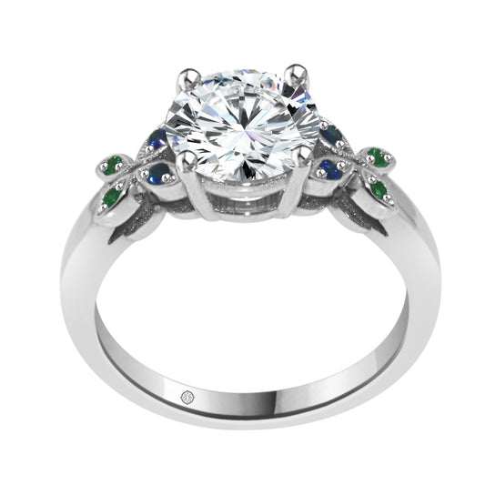 .25 Carat 14k White CAITLIN DIAMOND AND SAPPHIRE ENGAGEMENT RING - R371