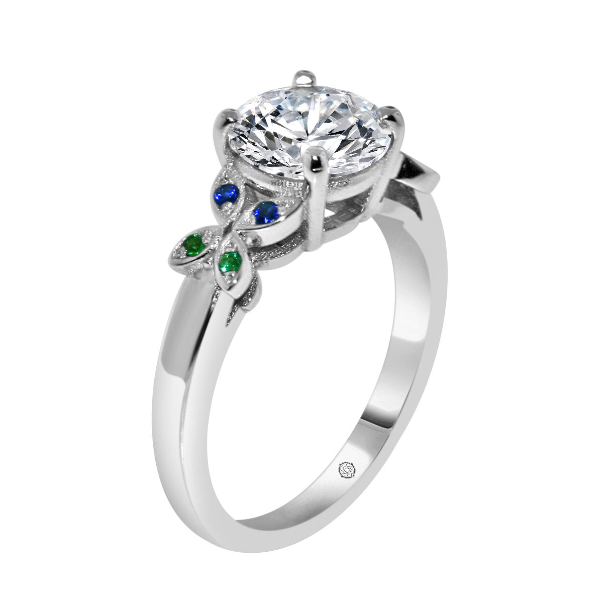 .25 Carat 14k White CAITLIN DIAMOND AND SAPPHIRE ENGAGEMENT RING - R371