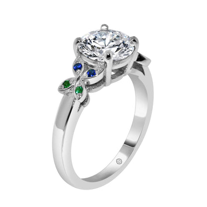 .25 Carat 14k White CAITLIN DIAMOND AND SAPPHIRE ENGAGEMENT RING - R371