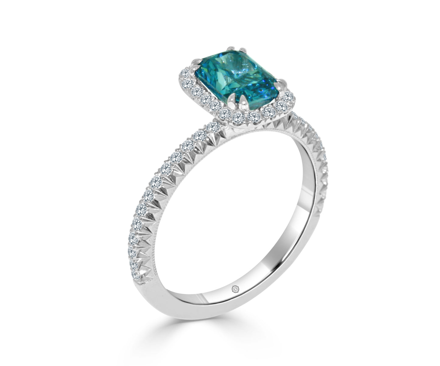 1.50 Carat 14k White Gold SHANIE BLUE AND WHITE DIAMOND ENGAGEMENT RING - R546