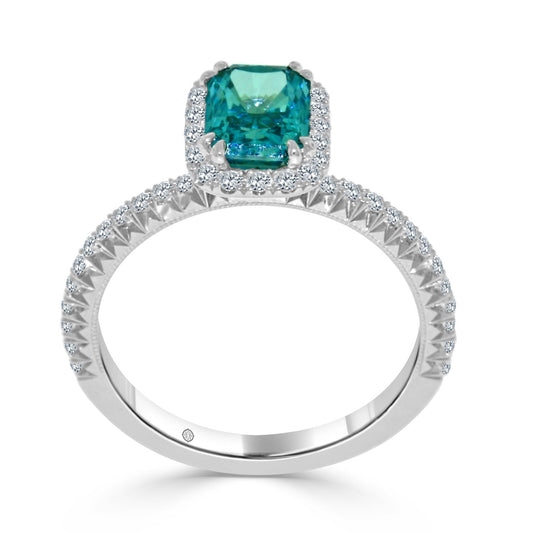 1.50 Carat 14k White Gold SHANIE BLUE AND WHITE DIAMOND ENGAGEMENT RING - R546