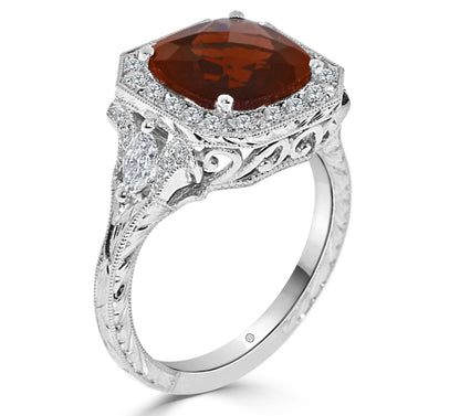 3.41 Carat 14k White Gold VIOLET DIAMOND AND GARNET ENGAGEMENT RING - SO9569