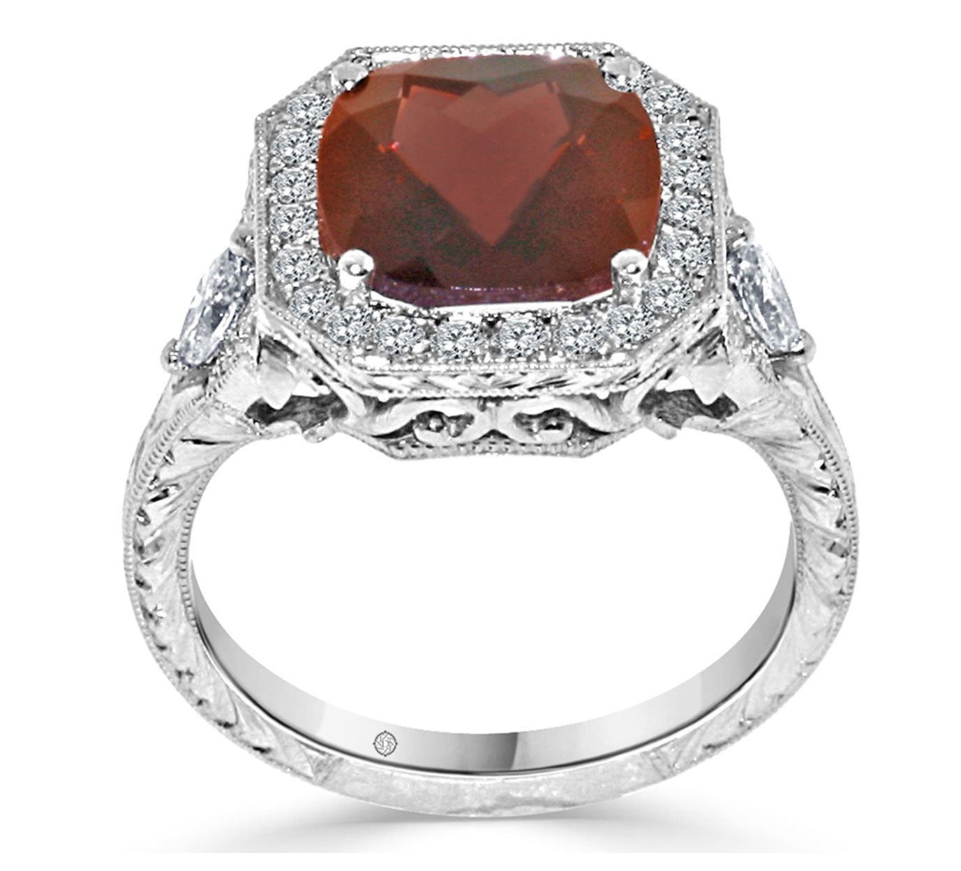 3.41 Carat 14k White Gold VIOLET DIAMOND AND GARNET ENGAGEMENT RING - SO9569