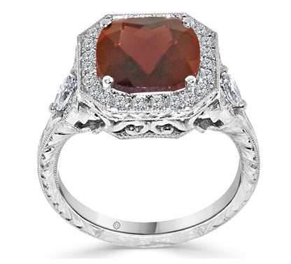 3.41 Carat 14k White Gold VIOLET DIAMOND AND GARNET ENGAGEMENT RING - SO9569