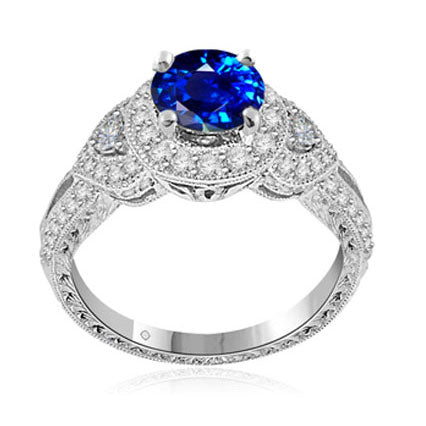 MARGARET SAPPHIRE AND DIAMOND ENGAGEMENT RING - R145