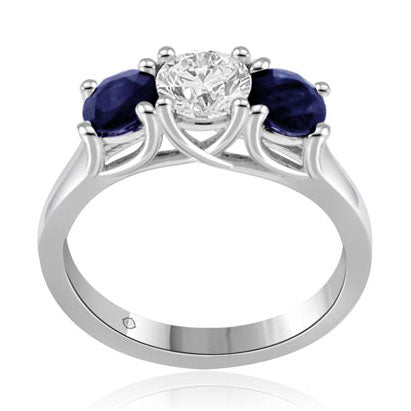 1.12 Carat 14k White Gold Diamond And Sapphire Ring - R174