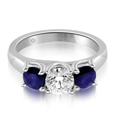 1.12 Carat 14k White Gold Diamond And Sapphire Ring - R174