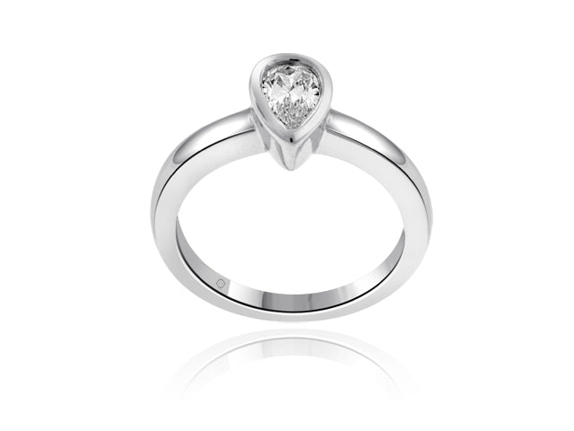 PAULINE II BEZEL SET PEAR SHAPE DIAMOND SOLITAIRE ENGAGEMENT RING - R10508